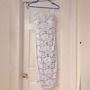 NWT Hot Miami Styles White Lace midi dress